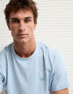 AE Lightweight Icon Logo Graphic T-Shirt Light Blue