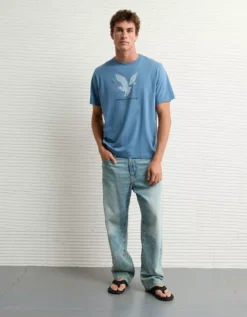 AE Lightweight Icon Logo Graphic T-Shirt Blue Vibe -American Eagle Fashion 0181 4819 421 os