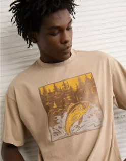 AE Boxy Graphic T-Shirt Khaki