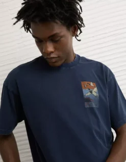 AE Boxy Destination Graphic T-Shirt Navy -American Eagle Fashion 0181 4920 410 os
