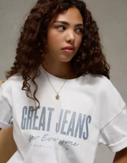 AE Great Jeans Boxy Graphic T-Shirt White -American Eagle Fashion 0181 5804 100 os
