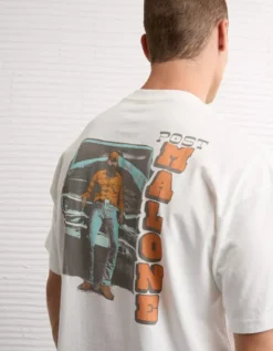 AE Boxy Post Malone Graphic T-Shirt Air White -American Eagle Fashion 0185 4698 101 ob