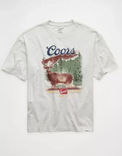 AE Boxy Coors Banquet Graphic T-Shirt Gray Heather -American Eagle Fashion 0185 4702 069 f