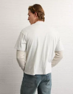 AE Boxy Coors Banquet Graphic T-Shirt Gray Heather -American Eagle Fashion 0185 4702 069 ob