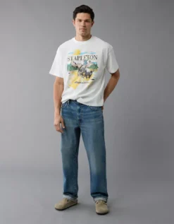 AE Boxy Chris Stapleton Graphic T-Shirt Air White -American Eagle Fashion 0185 4750 101 os