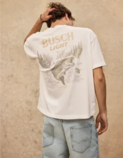 AE Boxy Busch Light Graphic T-Shirt Air White