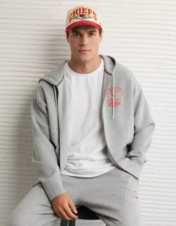 NFL Kansas City Chiefs Graphic Zip-Up Hoodie Heather Gray -American Eagle Fashion 0188 2659 006 d2