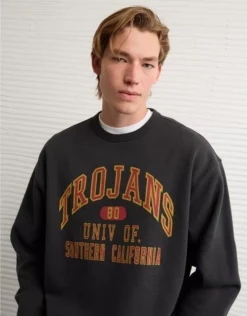 AE USC Trojans Graphic Sweatshirt Washed Black