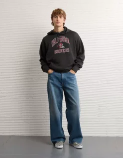 AE 24/7 Oklahoma Sooners University Graphic Hoodie Washed Black -American Eagle Fashion 0188 2714 167 d2