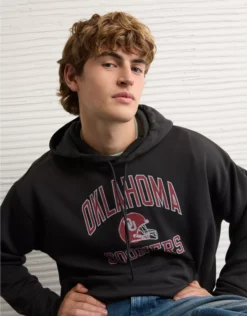 AE 24/7 Oklahoma Sooners University Graphic Hoodie Washed Black