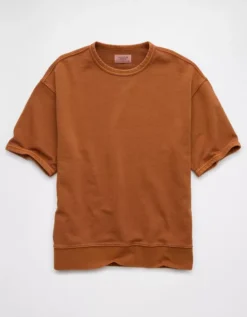 AE Short-Sleeve Sweatshirt Orange Spice -American Eagle Fashion 0191 2540 819 f