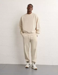 AE Laidback Luxe Heavyweight Sweatshirt Cream -American Eagle Fashion 0191 2724 106 os