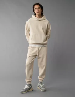 AE Laidback Luxe Heavyweight Hoodie Bone Khaki -American Eagle Fashion 0193 2442 210 os