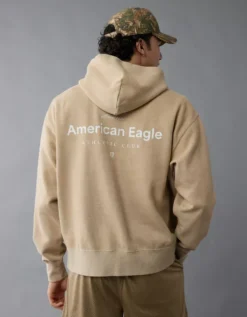 AE Laidback Luxe Heavyweight Logo Hoodie Tan -American Eagle Fashion 0193 2475 207 ob