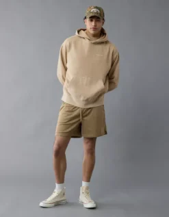 AE Laidback Luxe Heavyweight Logo Hoodie Tan -American Eagle Fashion 0193 2475 207 os