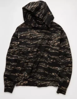 AE Laidback Luxe Heavyweight Hoodie Camo Green -American Eagle Fashion 0193 2610 329 f