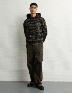 AE Laidback Luxe Heavyweight Hoodie Camo Green -American Eagle Fashion 0193 2610 329 os