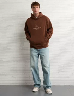 AE Budweiser Graphic Hoodie Brown -American Eagle Fashion 0193 2669 200 os
