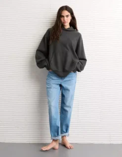 AE Laidback Luxe Heavyweight Hoodie Dark Shadow -American Eagle Fashion 0193 2720 004 d1