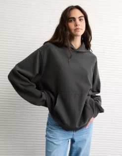 AE Laidback Luxe Heavyweight Hoodie Dark Shadow -American Eagle Fashion 0193 2720 004 l2