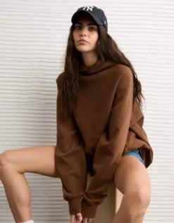 AE Laidback Luxe Heavyweight Hoodie Koko Brown -American Eagle Fashion 0193 2720 214 l2