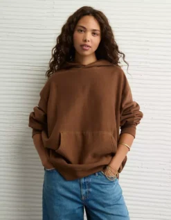 AE Laidback Luxe Heavyweight Hoodie Koko Brown -American Eagle Fashion 0193 2720 214 os