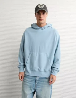 AE Laidback Luxe Heavyweight Hoodie Light Blue -American Eagle Fashion 0193 2720 401 os