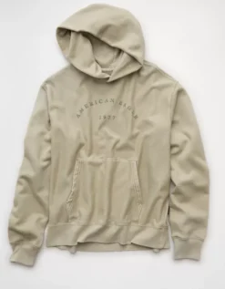 AE Laidback Luxe Heavyweight Graphic Hoodie Faded Olive -American Eagle Fashion 0193 2721 341 f