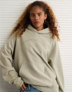 AE Laidback Luxe Heavyweight Graphic Hoodie Faded Olive