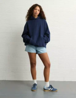 AE Laidback Luxe Heavyweight Graphic Hoodie Navy -American Eagle Fashion 0193 2721 410 d2