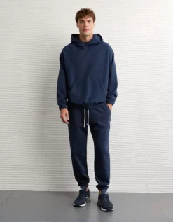 AE Laidback Luxe Heavyweight Graphic Hoodie Navy -American Eagle Fashion 0193 2721 410 os