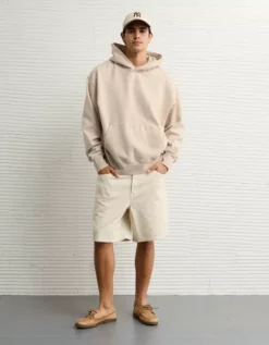 AE Laidback Luxe Heavyweight Hoodie Oatmeal Heather -American Eagle Fashion 0193 2722 864 os