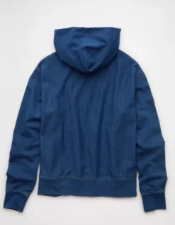 AE Heavyweight Terry Indigo Hoodie Light Bright Indigo -American Eagle Fashion 0193 2725 893 b