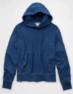 AE Heavyweight Terry Indigo Hoodie Light Bright Indigo -American Eagle Fashion 0193 2725 893 f