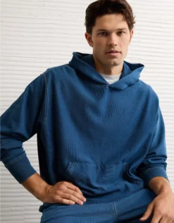 AE Heavyweight Terry Indigo Hoodie Light Bright Indigo