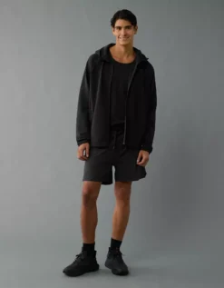 AE 24/7 Training Zip-Up Hoodie Black -American Eagle Fashion 0196 2459 001 os