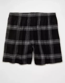 AEO Plaid Stretch Pocket Boxer Short Black -American Eagle Fashion 0220 0003 001 b
