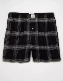 AEO Plaid Stretch Pocket Boxer Short Black -American Eagle Fashion 0220 0003 001 f