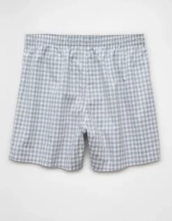 AEO Men's Plaid Stretch Boxer Short Blue -American Eagle Fashion 0220 0006 400 b