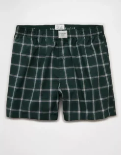 AEO Plaid Stretch Boxer Short Green Alpine -American Eagle Fashion 0220 0018 283 f