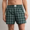AEO Plaid Stretch Boxer Short Green Alpine
