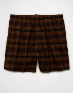 AEO Plaid Stretch Pocket Boxer Short Brown -American Eagle Fashion 0220 0019 200 b