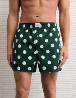 AEO Plaid Stretch Boxer Short Green