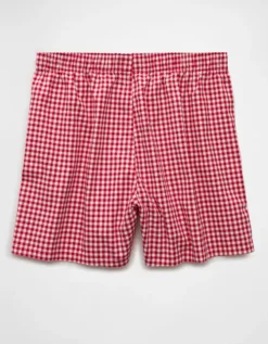 AEO Plaid Stretch Boxer Short Red -American Eagle Fashion 0220 0032 600 b