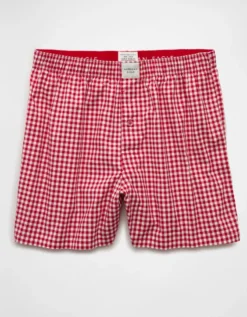 AEO Plaid Stretch Boxer Short Red -American Eagle Fashion 0220 0032 600 f