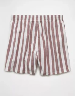 AEO Men's Striped Pocket Boxer Short Burgundy -American Eagle Fashion 0220 0078 613 b
