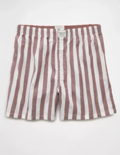 AEO Men's Striped Pocket Boxer Short Burgundy -American Eagle Fashion 0220 0078 613 f