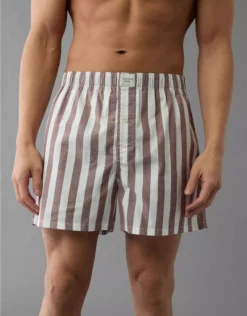 AEO Men's Striped Pocket Boxer Short Burgundy