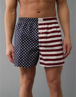 AEO Men's USA Stars & Stripes Stretch Boxer Short Navy