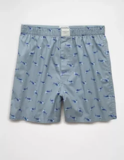 AEO Men's Sharks Stretch Boxer Short Teal -American Eagle Fashion 0220 0117 395 f